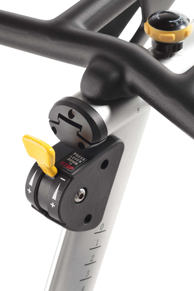 Close-up shot of HOIST Fitness LeMond Series Elite Cycle Bike resistance adjuster